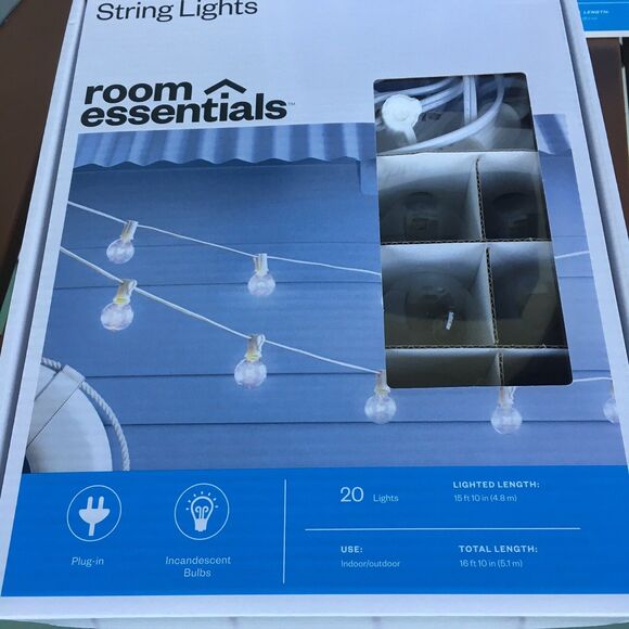 Room Essential String Lights 2 New Boxes Indoor/Outdoor 40 Bulb Patio Living - Picture 8 of 8
